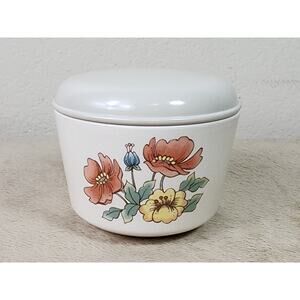 Corning Sugar Bowl w/ Lid Corner Stone Royal Garden 80's Corningware USA Vintage